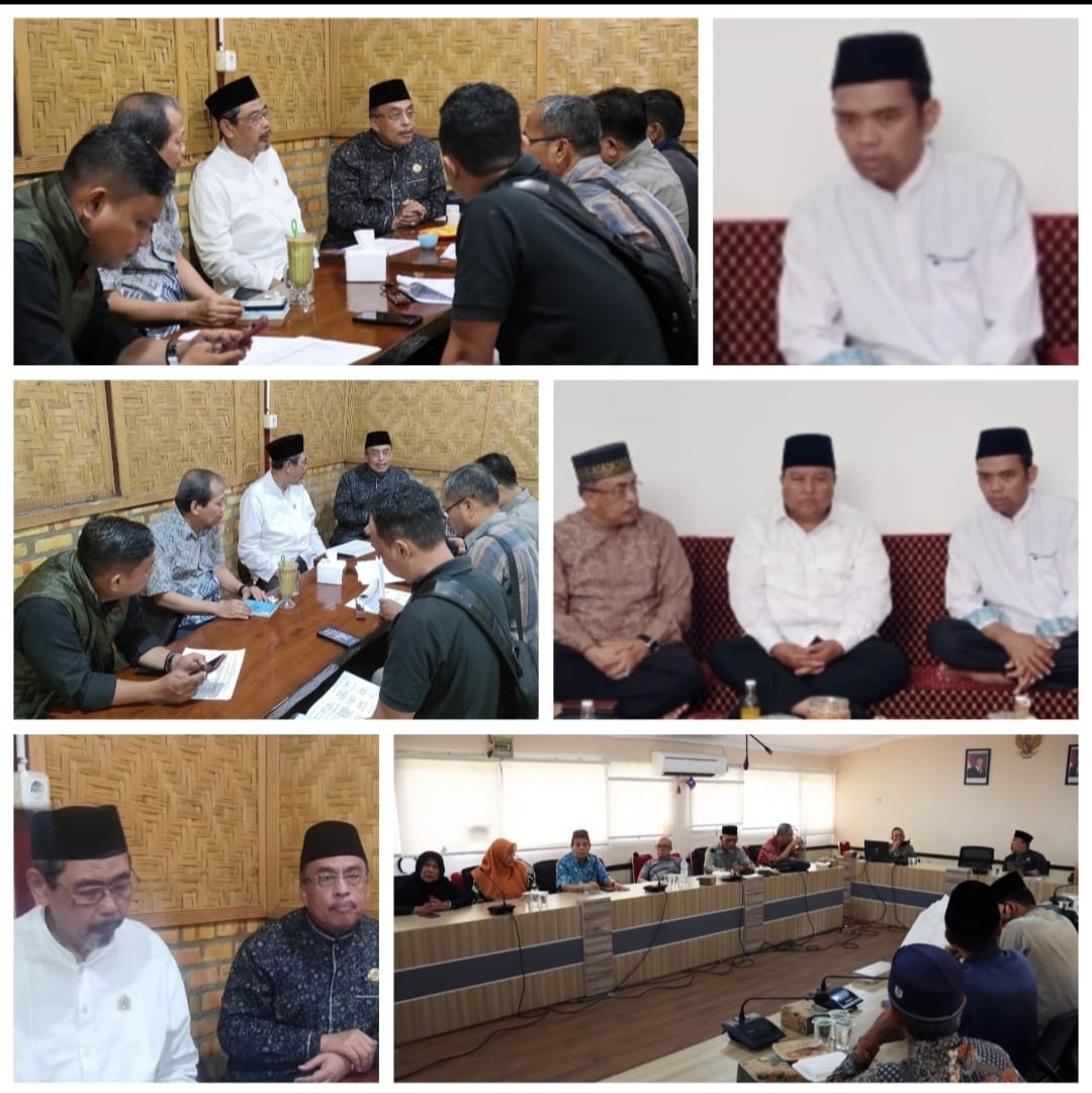 Arah jarum jam: jumpa pers, UAS dan Ketua Panitia, Ketum PP Perti, rapkor panitia, Prof. Munzir