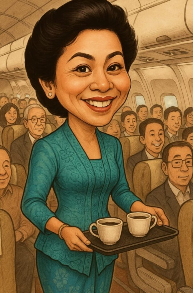 Ilustrasi pramugari sedang bertugas
