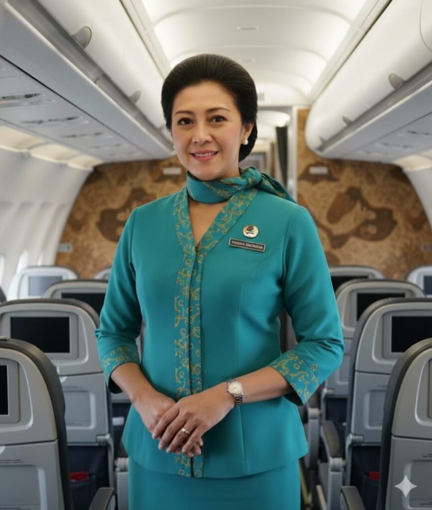 Seorang pramugari saat bertugas